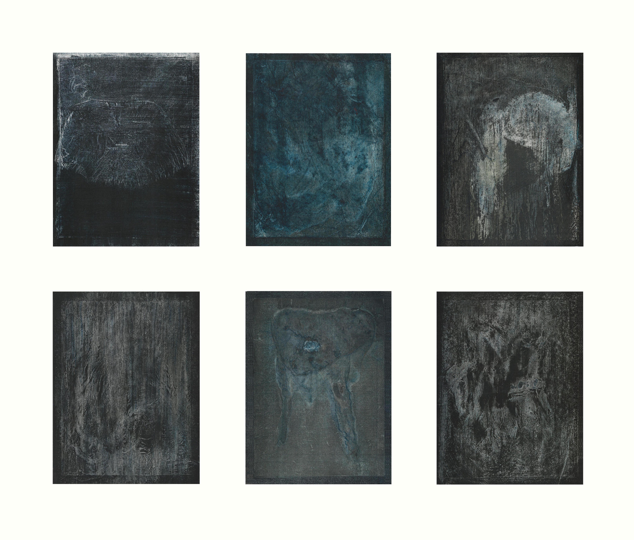 Mona Könen: aus dem Zyklus "Metamorphosen"  I bis VI - Acryl, Kreiden, Stifte, je 33 x 26 cm, 6 von bisher 21 Arbeiten